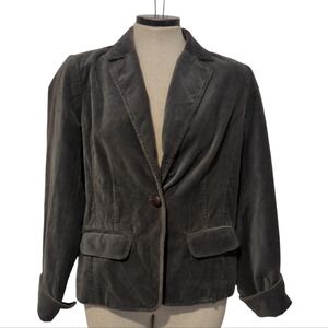 Vintage J Crew Blazer Jacket Velvet Pewter Gray Size 8 One Button preppy-434
